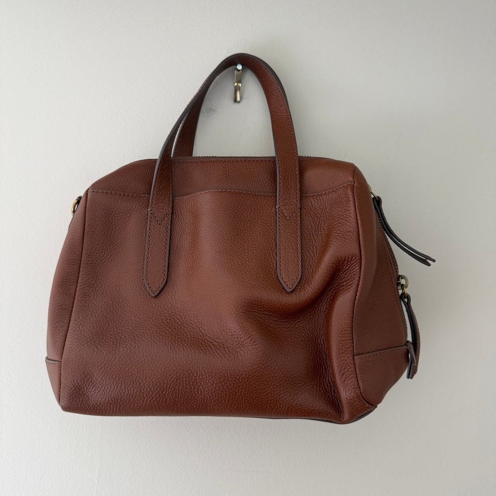 Fossil Sydney Satchel Brown Pebbled Leather Top Handle Bag SHB1032210 - Picture 3 of 9